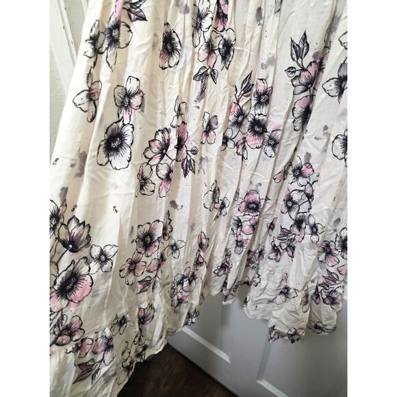 Torrid Floral Print Ivory Pink & Black Spaghetti Strap Sundress Smocked Bodice & - Picture 5 of 10